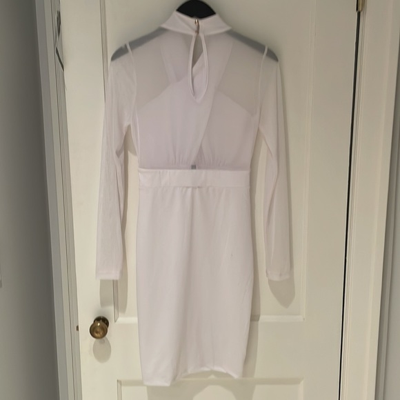 White party wedding vegas sheer mesh long sleeve dress with keyhole large by j - Picture 7 of 8